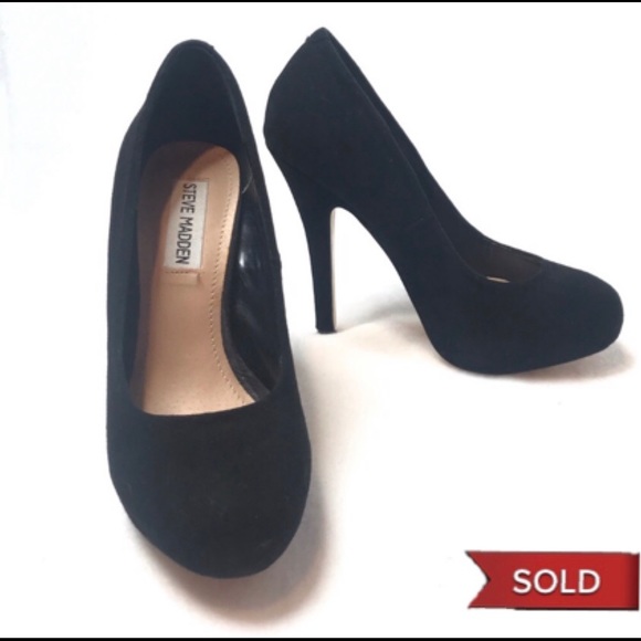 Steve Madden Shoes - Classic Black Suede Pump Platform Heels “Traisie”
